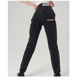 THE RAGGED PRIEST Jeans Size 26 Bum Rip Denim Washed Out Black High Waist Cotton
